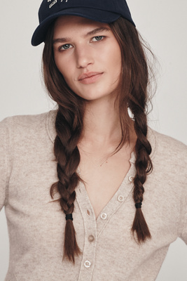 By Anthropologie Cashmere Blend Fitted Henley Sweater In Sand