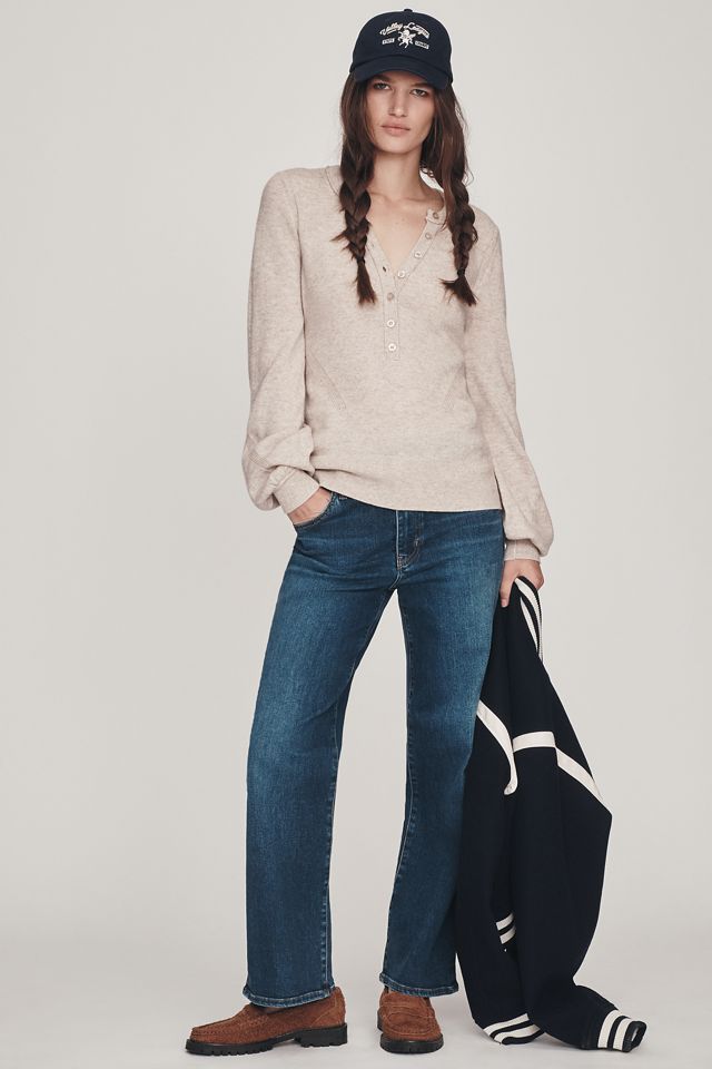 By Anthropologie Cashmere Blend Fitted Henley Sweater #1