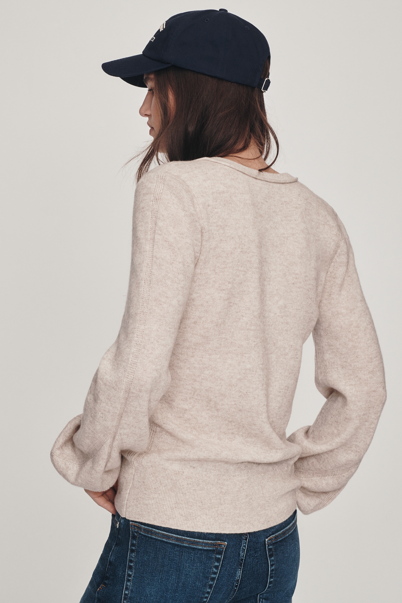 By Anthropologie Cashmere Blend Fitted Henley Sweater