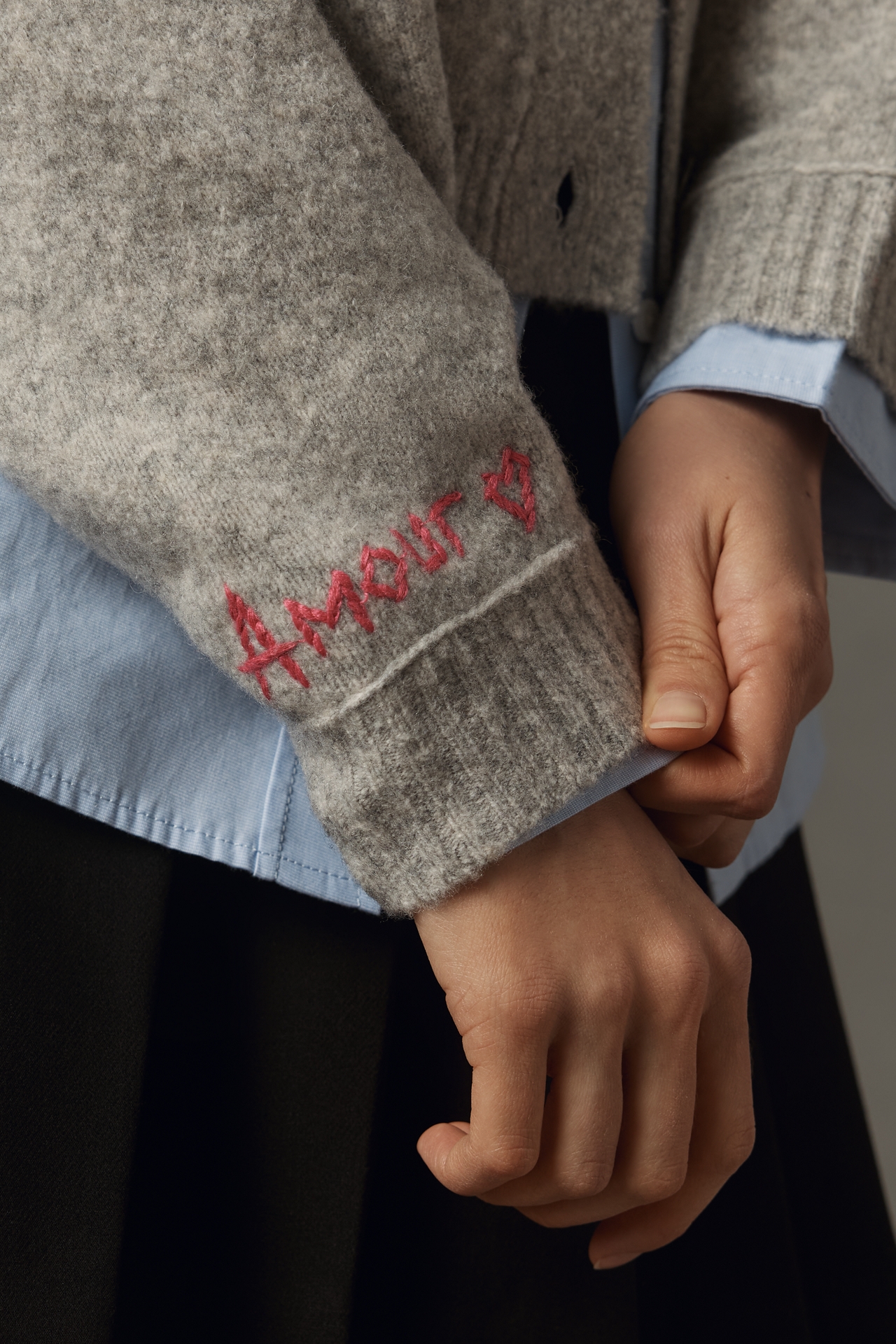 By Anthropologie Embroidered Heart Crew-Neck Cardigan Sweater