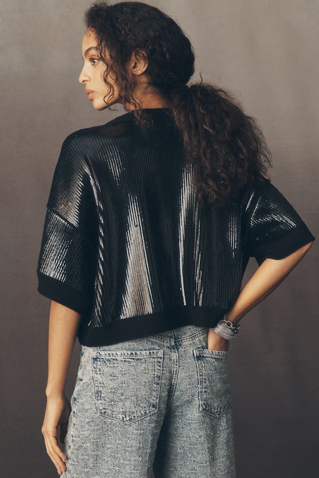 The Goldie Crew-Neck Cashmere Blend Sequin Sweater #3