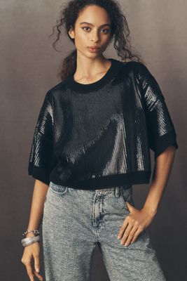 The Goldie Crew-Neck Cashmere Blend Sequin Sweater