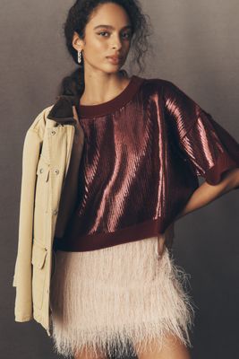 The Goldie Crew-Neck Cashmere Blend Sequin Sweater