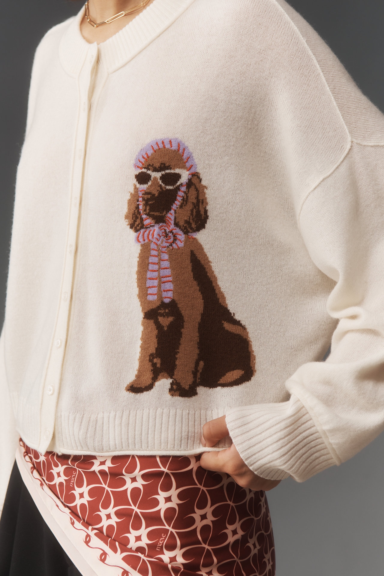 The Goldie Crew-Neck Cashmere Blend Cardigan Sweater