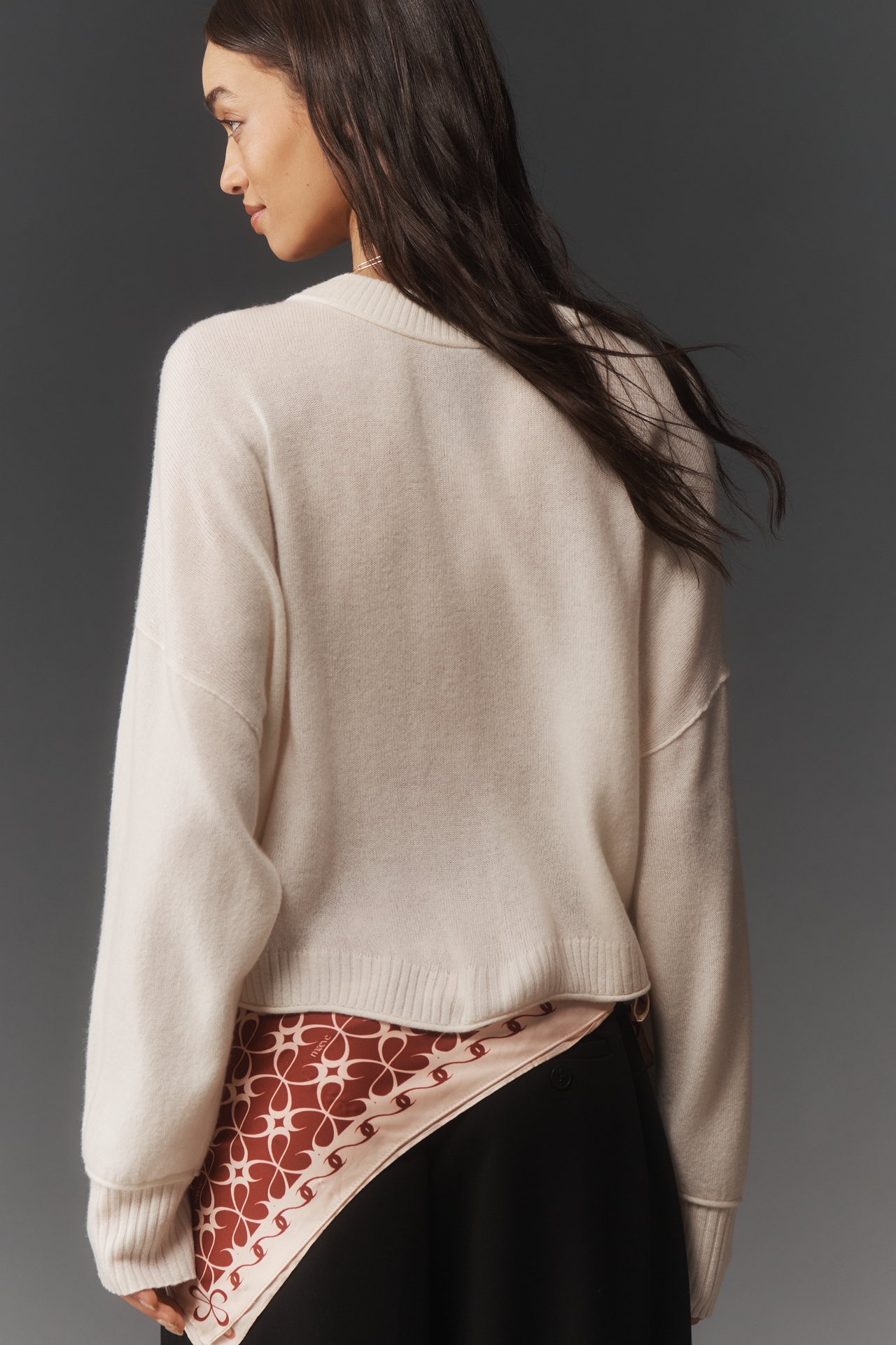 The Goldie Crew-Neck Cashmere Blend Cardigan Sweater