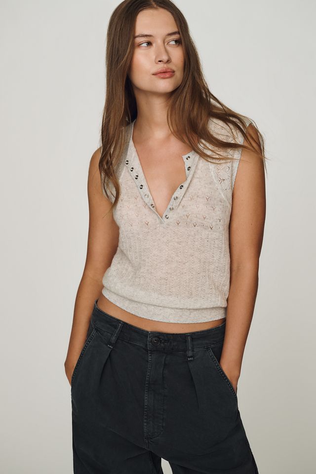 Pilcro Wool Cashmere Pointelle Knit Tank Top #1