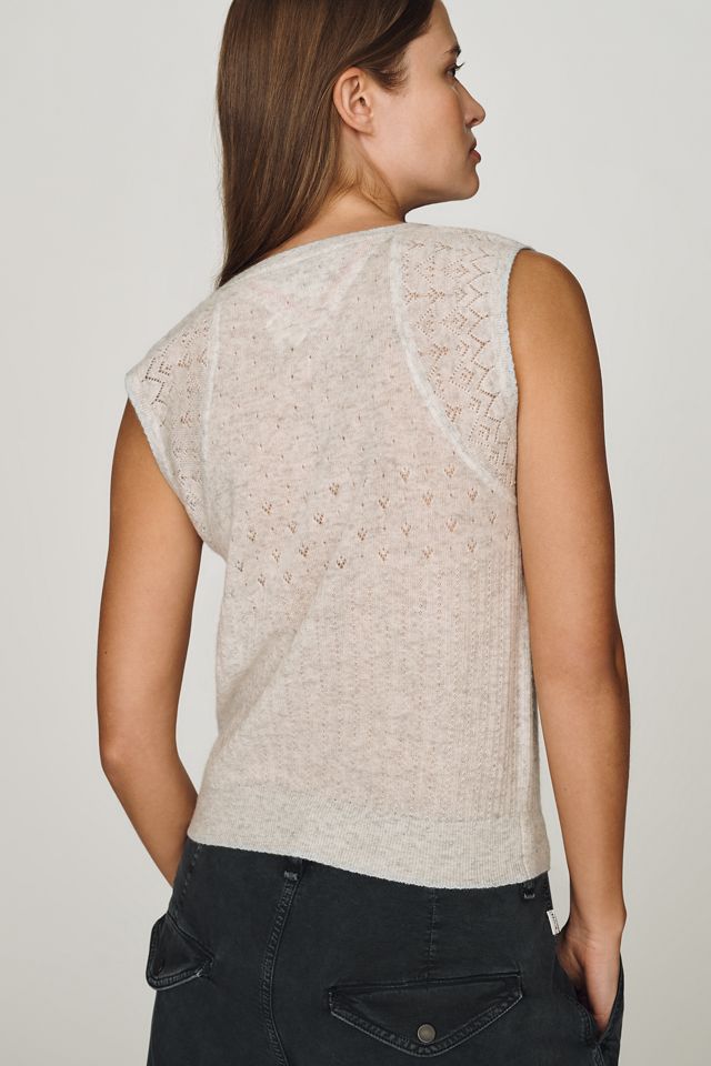 Pilcro Wool Cashmere Pointelle Knit Tank Top #3