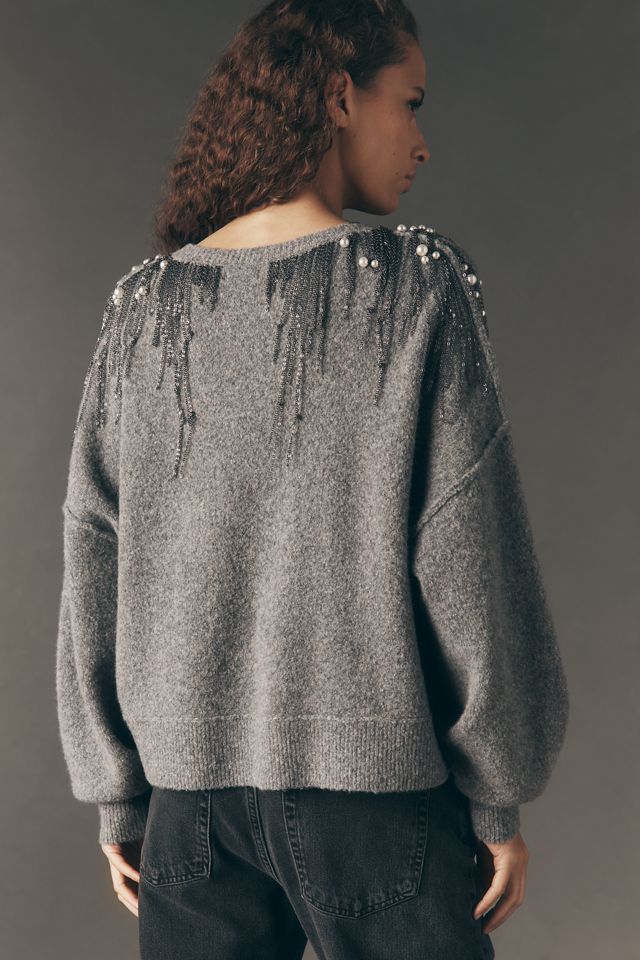 Pilcro Beaded Crew-Neck Sweater | Anthropologie