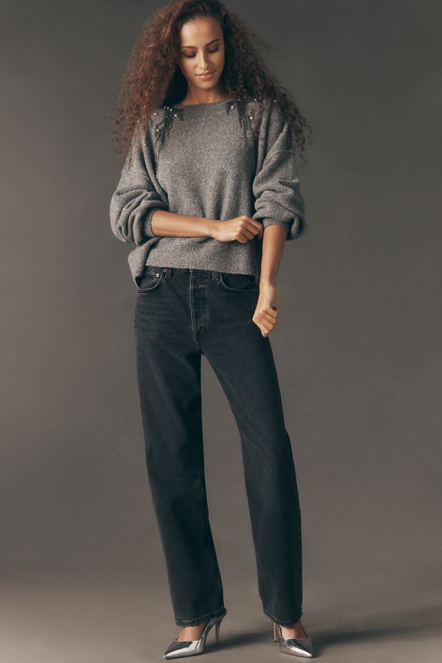 Pilcro Beaded Crew-Neck Sweater | Anthropologie