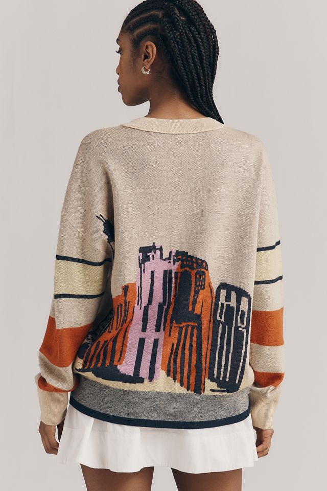 Maeve City Life Skyline Long-Sleeve Pullover | Anthropologie