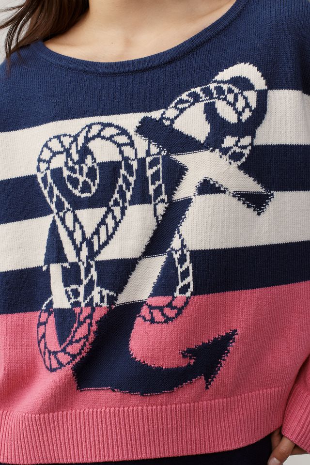 Maeve Boat-Neck Nautical Icon Sweater #1