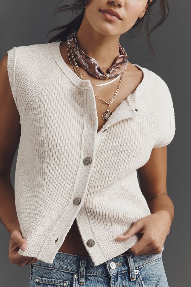 Pilcro Sleeveless Cotton-Blend Cardigan Sweater #1