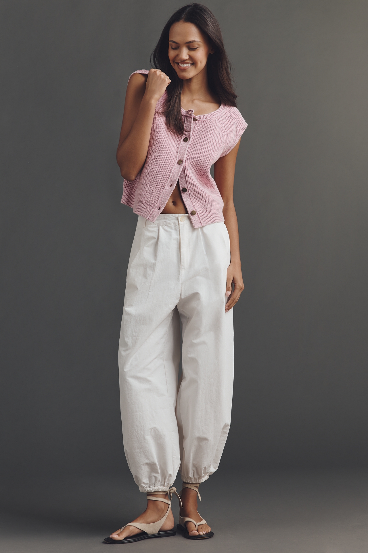 Pilcro Sleeveless Cotton-Blend Cardigan Sweater