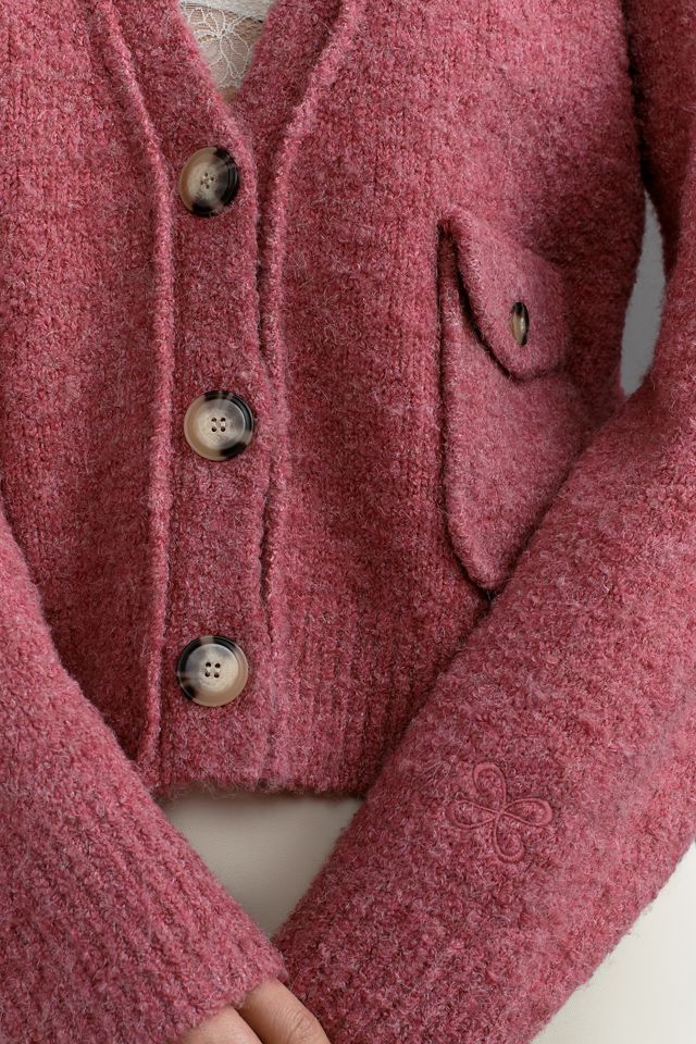 Maeve Long-Sleeve V-Neck Structured Cardigan Sweater #1
