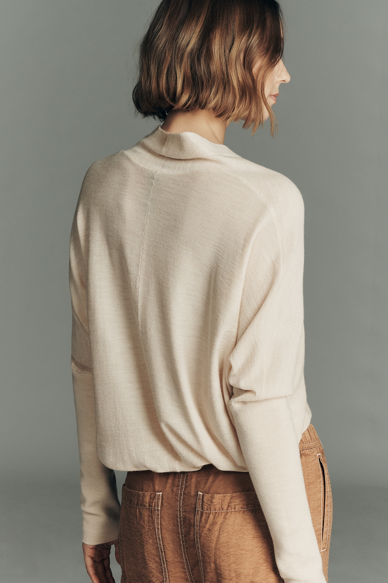 By Anthropologie Long-Sleeve V-Neck Banded Ribbed Sweater