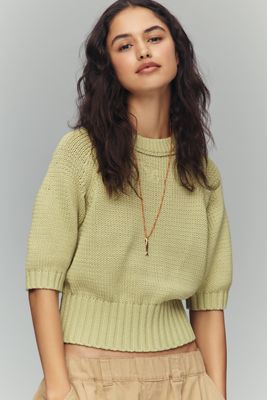 Maeve Elbow-Sleeve Cotton-Blend Crew Jumper