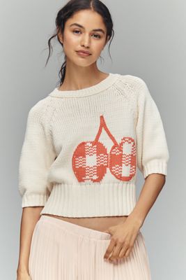 Maeve Elbow-Sleeve Cotton-Blend Crew Pullover