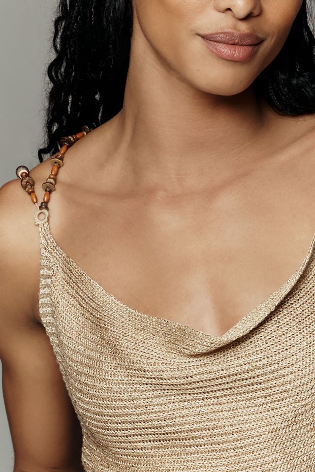 Pilcro Cowl-Neck Beaded-Strap Tank #3