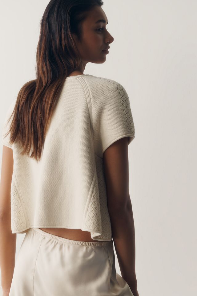 By Anthropologie Cotton Pointelle Sweater #1