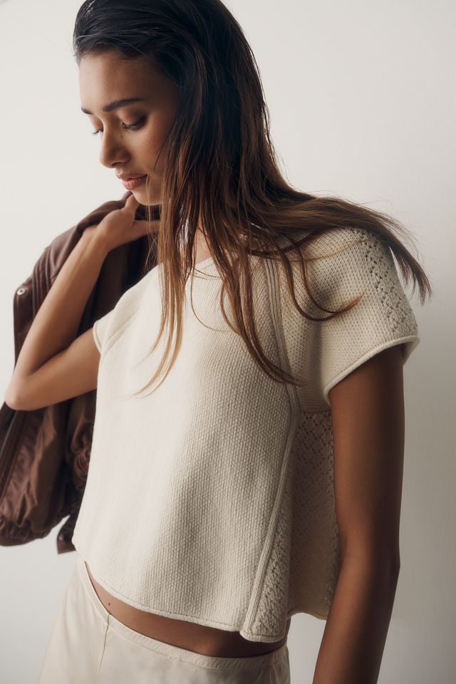 By Anthropologie Cotton Pointelle Sweater #4