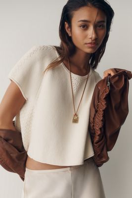 By Anthropologie Cotton Pointelle Sweater