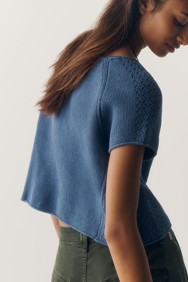 By Anthropologie 100% Cotton Pointelle Sweater #1