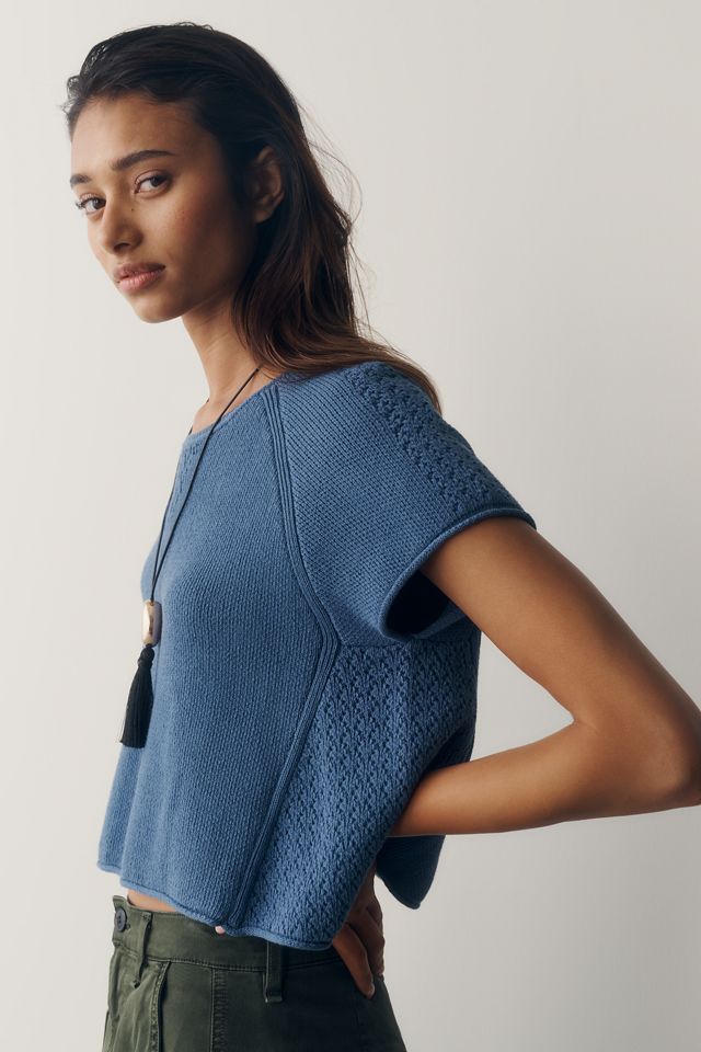 By Anthropologie 100% Cotton Pointelle Sweater #2