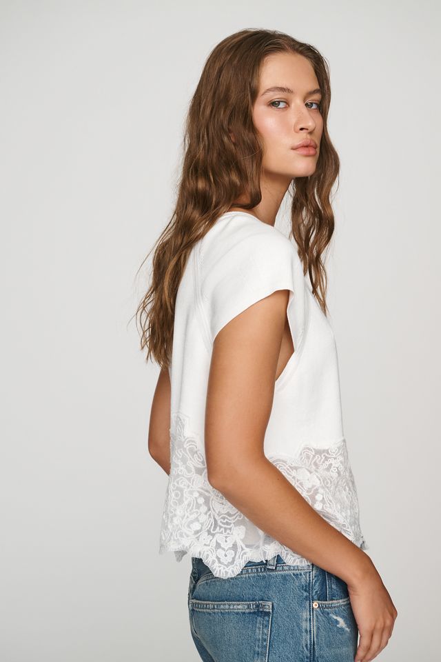 By Anthropologie Knit Lace-Hem Swing Top #1