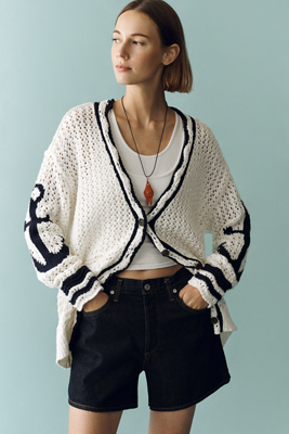 Maeve Open-Stitch Anchor Cardigan | Anthropologie
