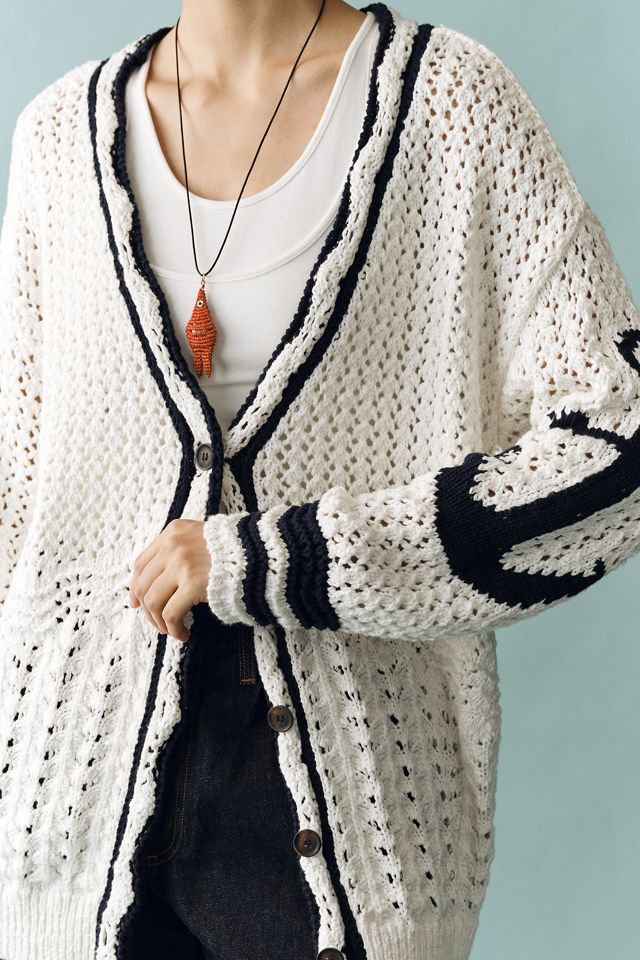 Maeve Open-Stitch Anchor Cardigan | Anthropologie