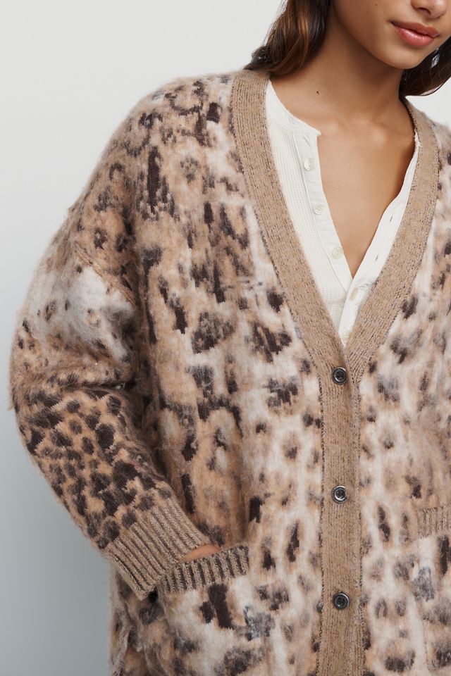 Pilcro Brushed Wool Cashmere Blend Animal Print Cardigan #2