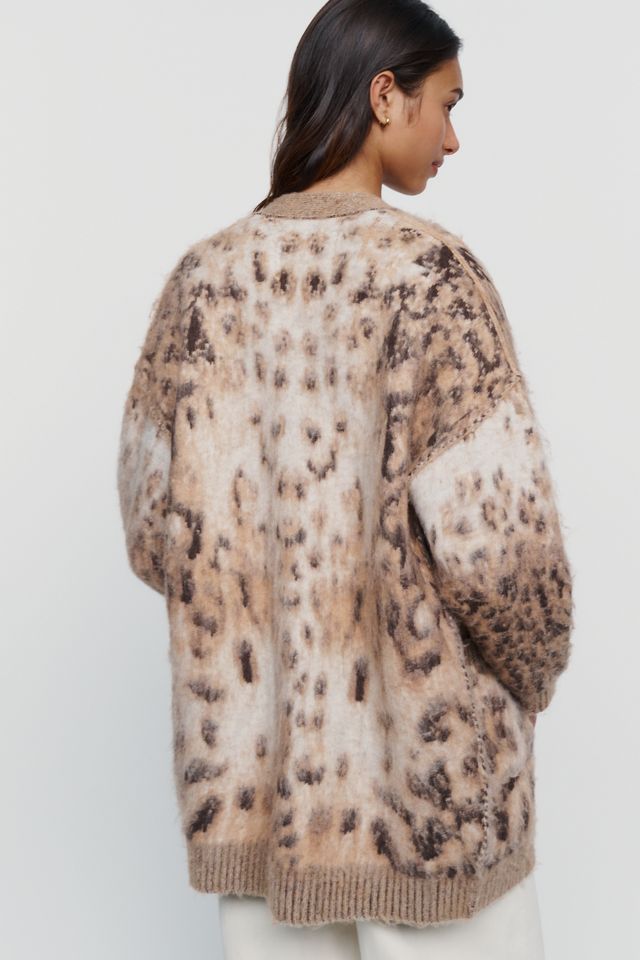 Pilcro Brushed Wool Cashmere Blend Animal Print Cardigan #3