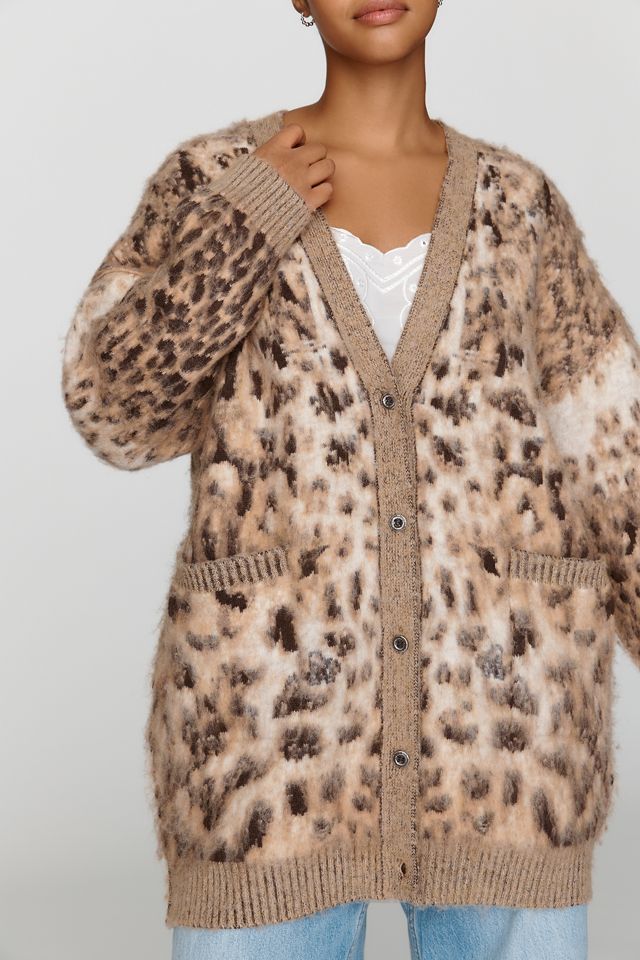 Pilcro Brushed Wool Cashmere Blend Animal Print Cardigan #5