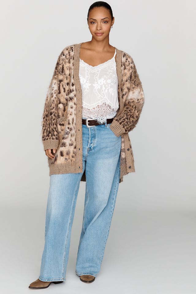 Pilcro Brushed Wool Cashmere Blend Animal Print Cardigan #6
