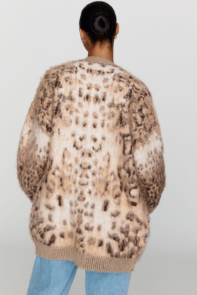Pilcro Brushed Wool Cashmere Blend Animal Print Cardigan #7