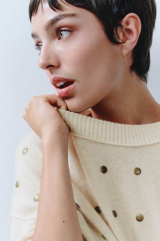 By Anthropologie Goldie 100% Cashmere Short Sleeve Sweater #1