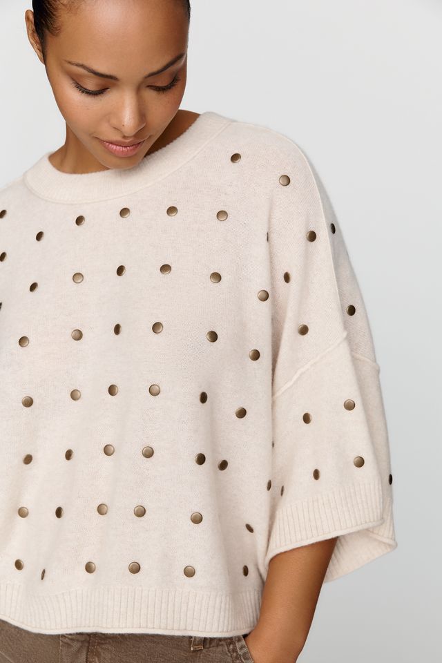 By Anthropologie Goldie 100% Cashmere Short Sleeve Sweater #6