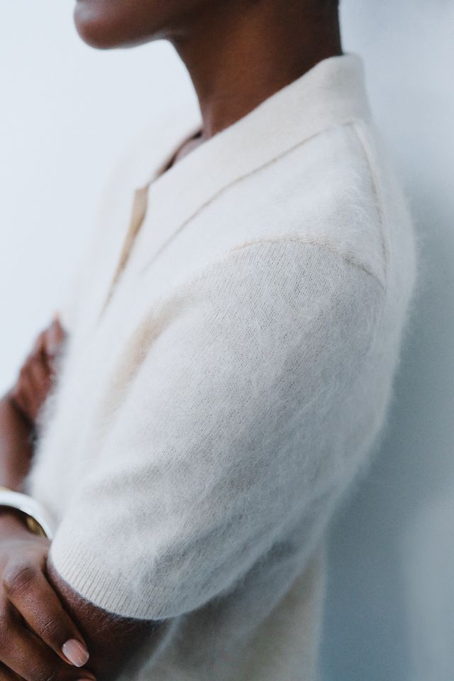 Maeve 100% Brushed Cashmere Polo Sweater #1