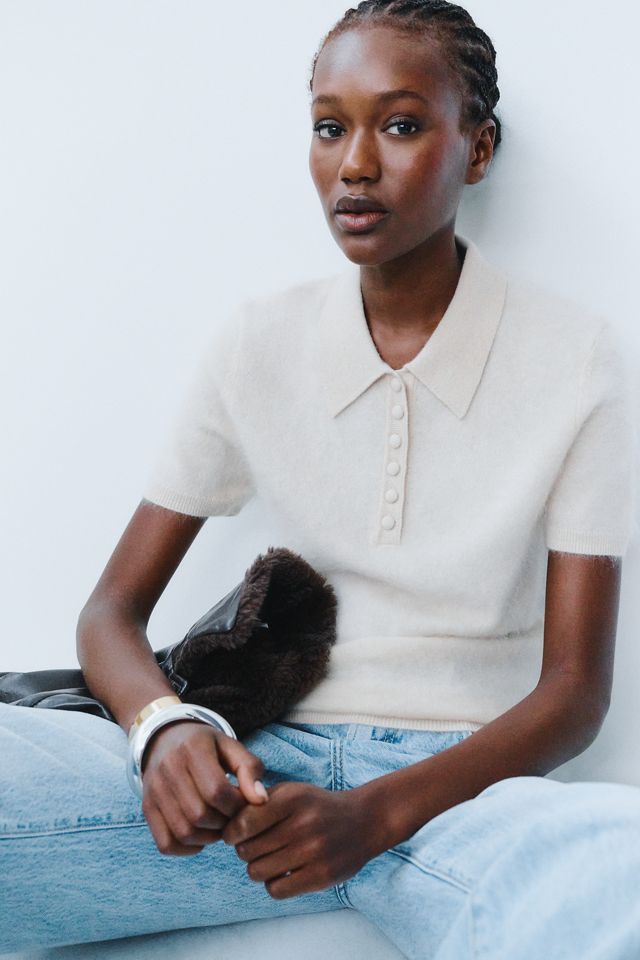 Maeve 100% Brushed Cashmere Polo Sweater #2