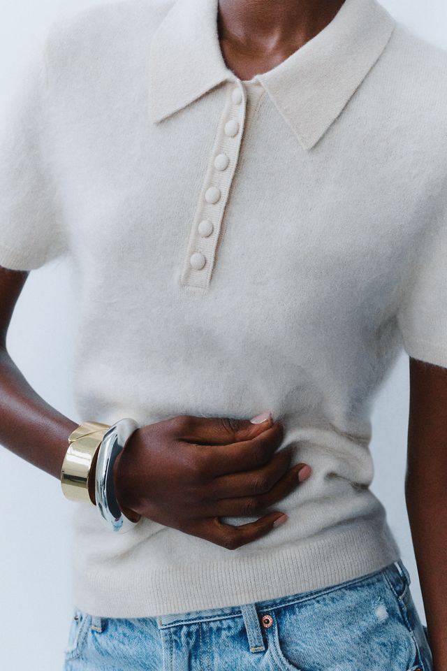 Maeve 100% Brushed Cashmere Polo Sweater #4