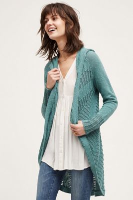 Hooded Openwork Cardigan