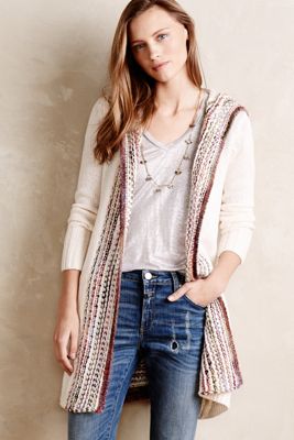 Ombre-Stitch Hooded Sweater