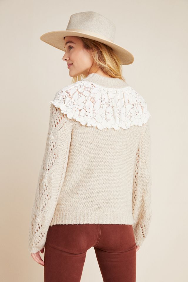 Suzanne Pointelle Lace Sweater #1