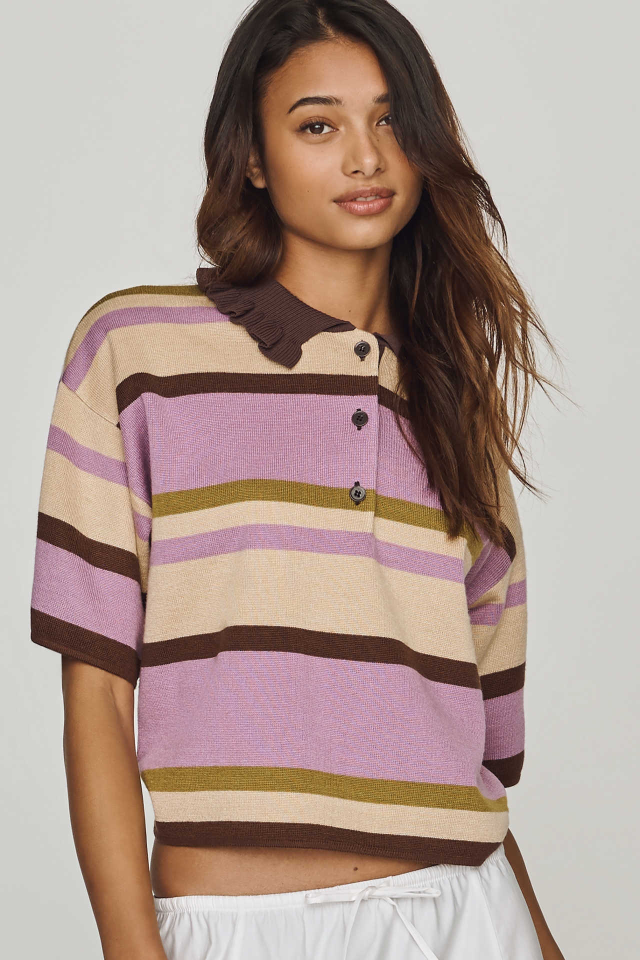 By Anthropologie Short-Sleeve Polo Sweater