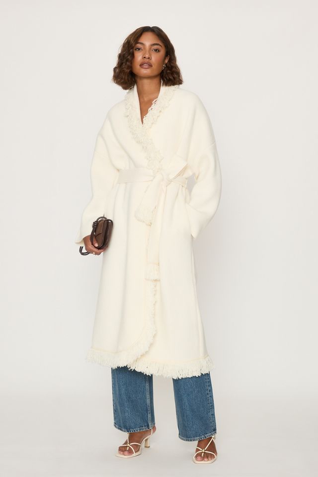 Odd Muse Long 100% Wool Fringe Cardigan #1