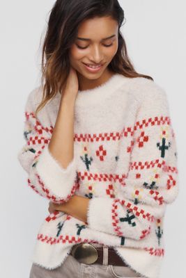 Boom Shankar Flower Crew Neck Sweater