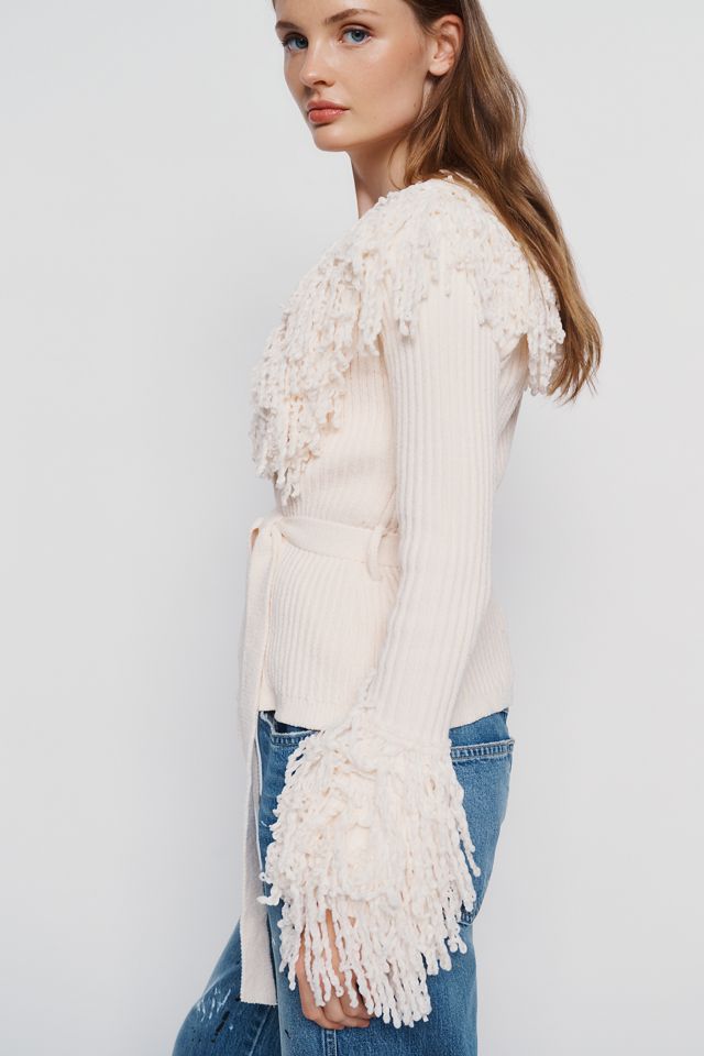 Naked Wardrobe Knit Fringe Cardigan #1