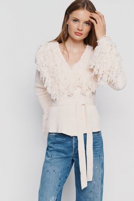 Naked Wardrobe Knit Fringe Cardigan