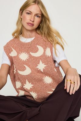 Claude & Co Cozmo Moon Star 100% Cotton Sweater Vest