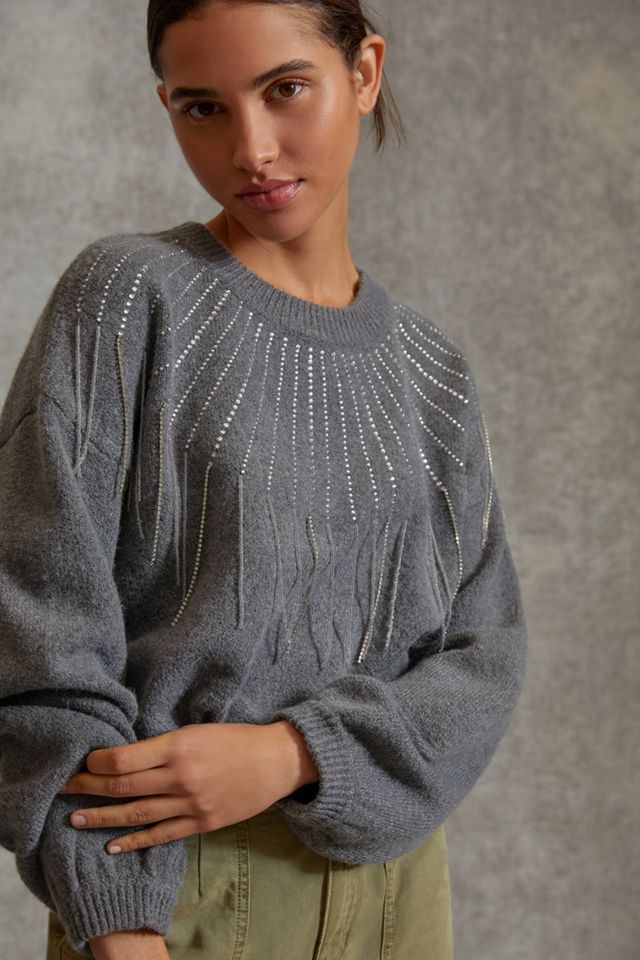 Elisha Cropped Beaded Sweater #1